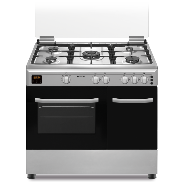 Cocina de Gas con Horno y Portabombona Infiniton CC9696XHTP Inox 5 fuegos 