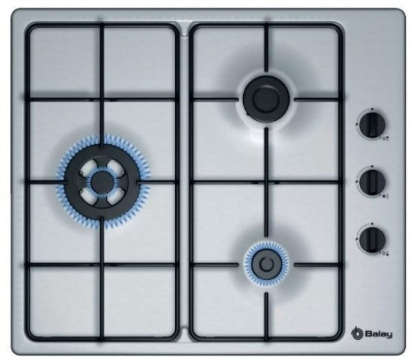 Encimera Balay 3ETX463MB, 3 fuegos, gas, inox, 60cm