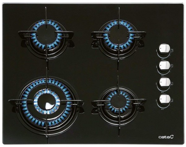 Encimera Cata CIB6031BK, Cristal, 4 fuegos, Negra