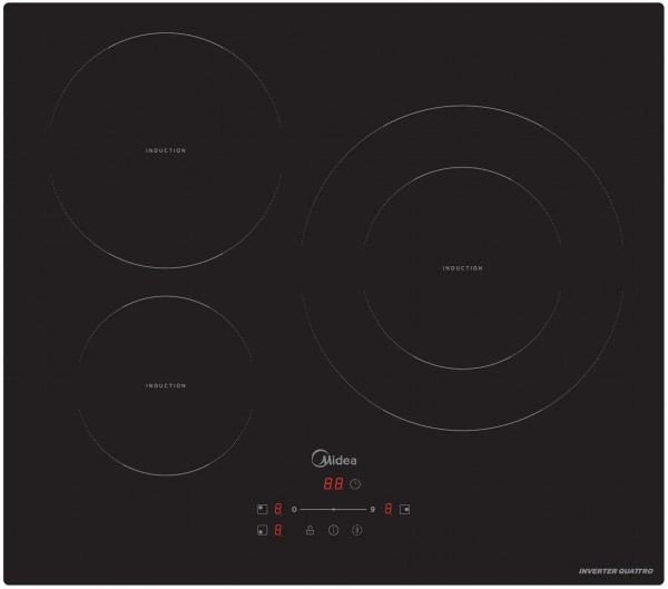 Inducción Midea MIH740T278K0, 3 Zonas, 60cm, Negro