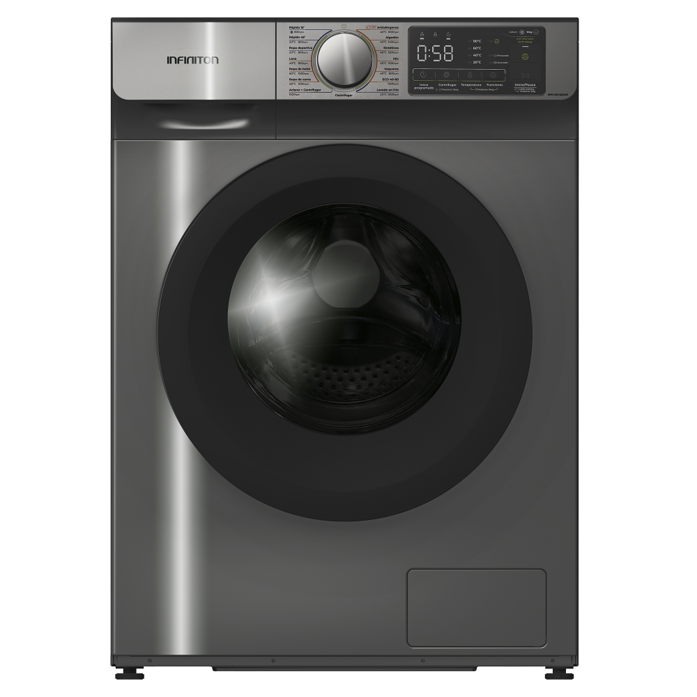 Lavadora Carga Frontal Infiniton WM-NL14DAN 10kg 1400 rpm Dark Inox Anti Microbic