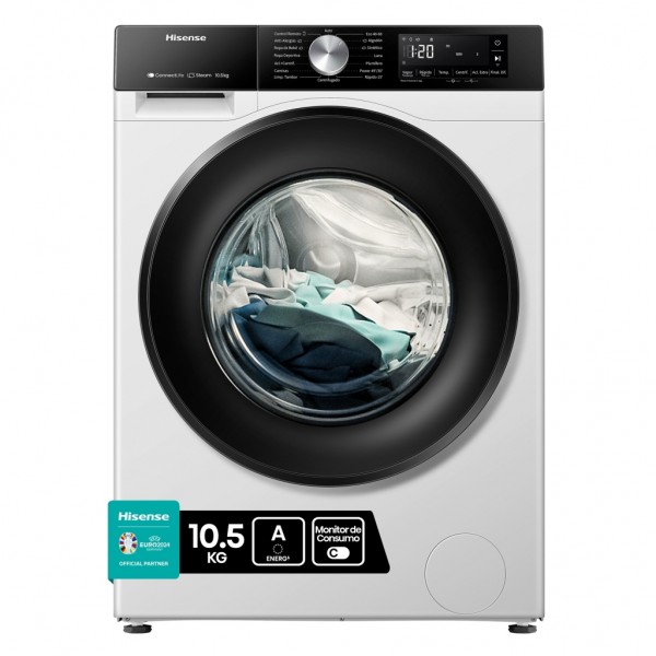 Lavadora carga frontal Hisense WF3S1043BW3, Blanco, 10.5 kg, 1400 rpm, A