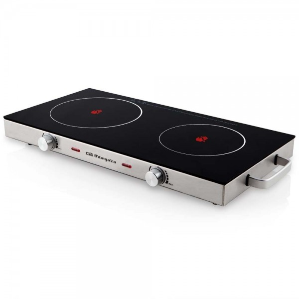 Placa portátil vitrocerámica Orbegozo PCE6000 Inox 2 zonas 2800 W