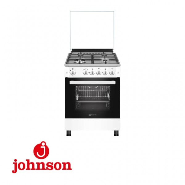 Cocina Johnson CONA60BB 4 fuegos + horno gas butano Blanca
