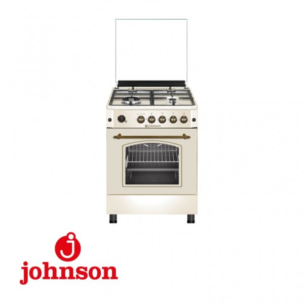Cocina Johnson CONA60BRC 4 fuegos + horno Gas butano Rustica Crema