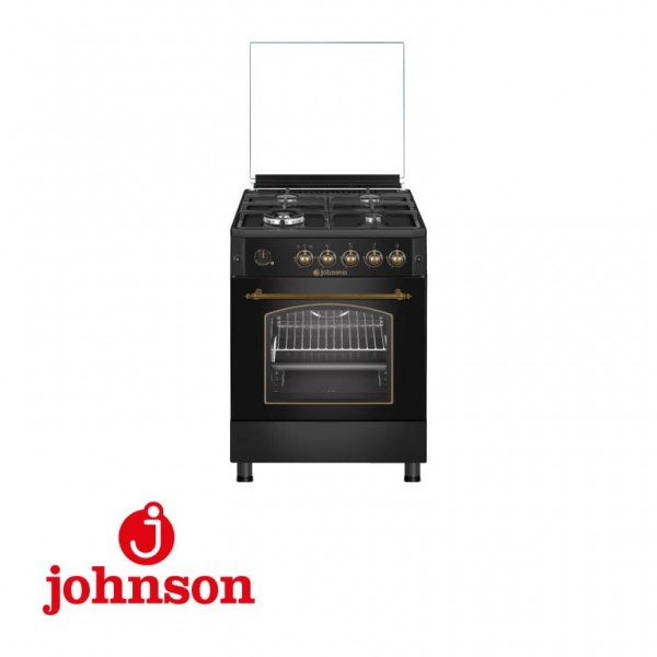 Cocina Johnson CONA60BRN 4 fuegos + Horno gas Butano Rustica Negra
