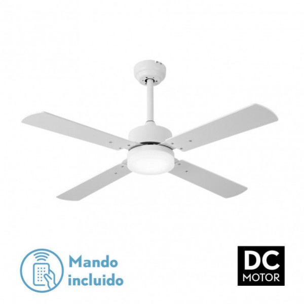 Ventilador 18w Dc Hupe Blanco 4 Asp.6 Vel.107d Remoto,memoria Y Temp.3000-4000-6000k