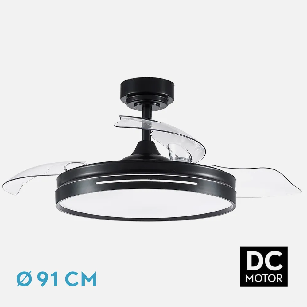 Ventilador Dc 48w Micenas Negro 3asp.91d 6velocidades 4800 Lm 3000-4000-6000k 