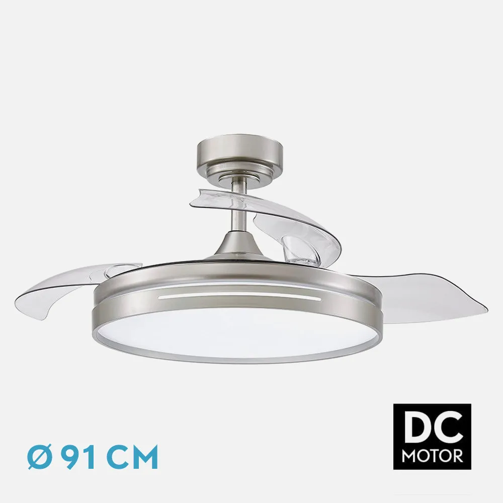 ​Ventilador Dc 48w Micenas Niquel 3asp.91d 6velocidades 4800lm 3000-4500-6000k