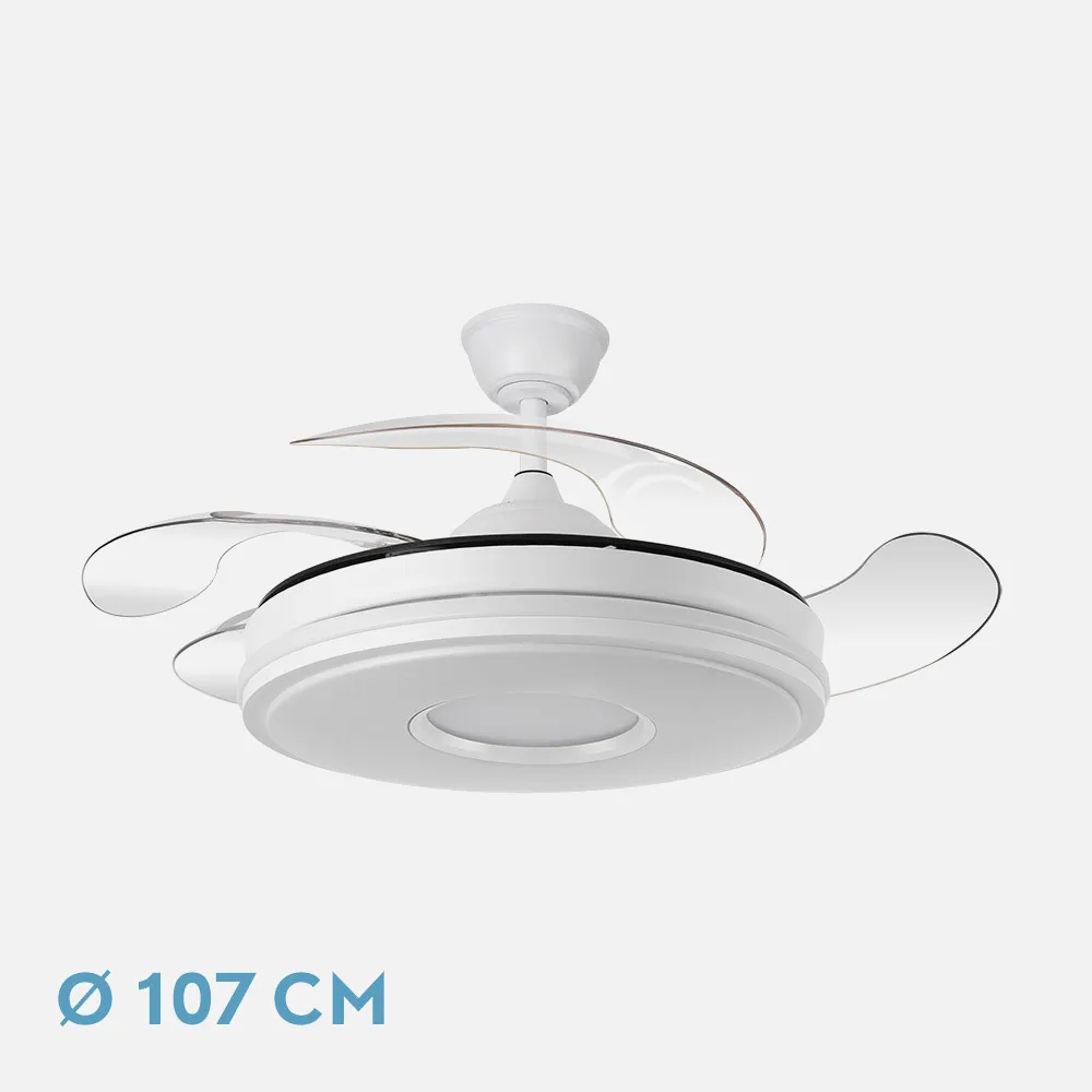 Ventilador Dc Dani 72w 7200lm Blanco 3aspas 6velocidades 107d 3000-4000-6000k Remoto+memor