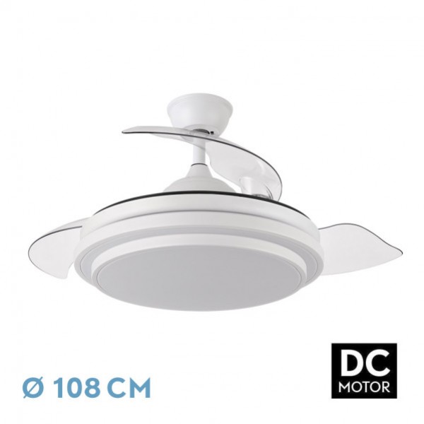 Ventilador Dc Ibe 59w 6980lm Blanco 3 Asp.desp. 107d 3000-4000-6000k Remoto, Reg. intensid