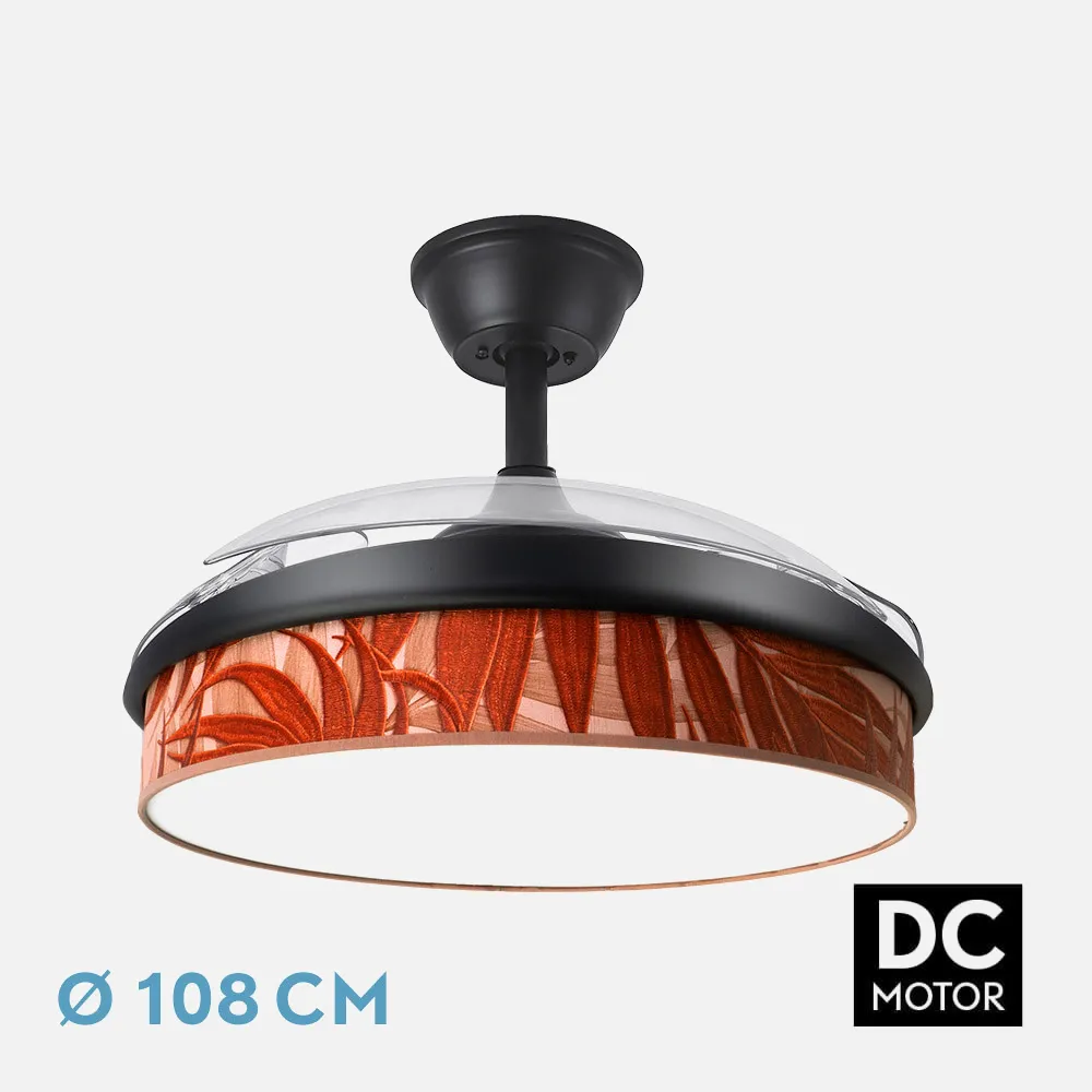 Ventilador Dc Moda 72w Negro/hoja Caldera 108d 3aspas 7200lm 3000k,4000k,6000k 