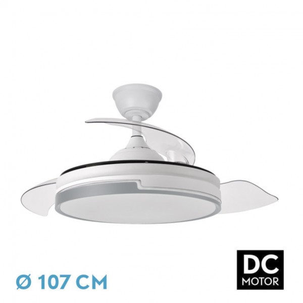 Ventilador Dc Papiro 59w Blan/gris 3asp.107d 6980l 3000-4000-6000k Remot+mem+tempo