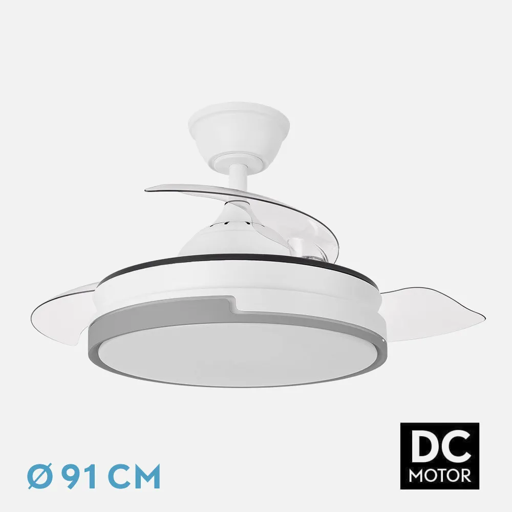 Ventilador Dc Papiro Mini 59w Blan/gris 3asp.91d 6980lm 