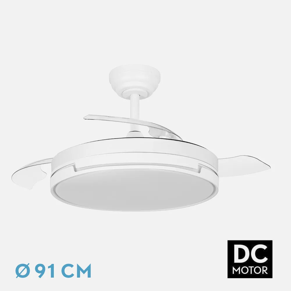 Ventilador Dc Papiro Mini 59w Blanco 3aspas desp. 91d 6980lm 3000k,4000k,6000k 