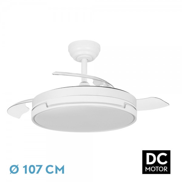 Ventilador Dc Papiro 59w Blanco 3aspas desp.107d 6980lm 3000k,4000k,6000k Remoto+ Memoria+