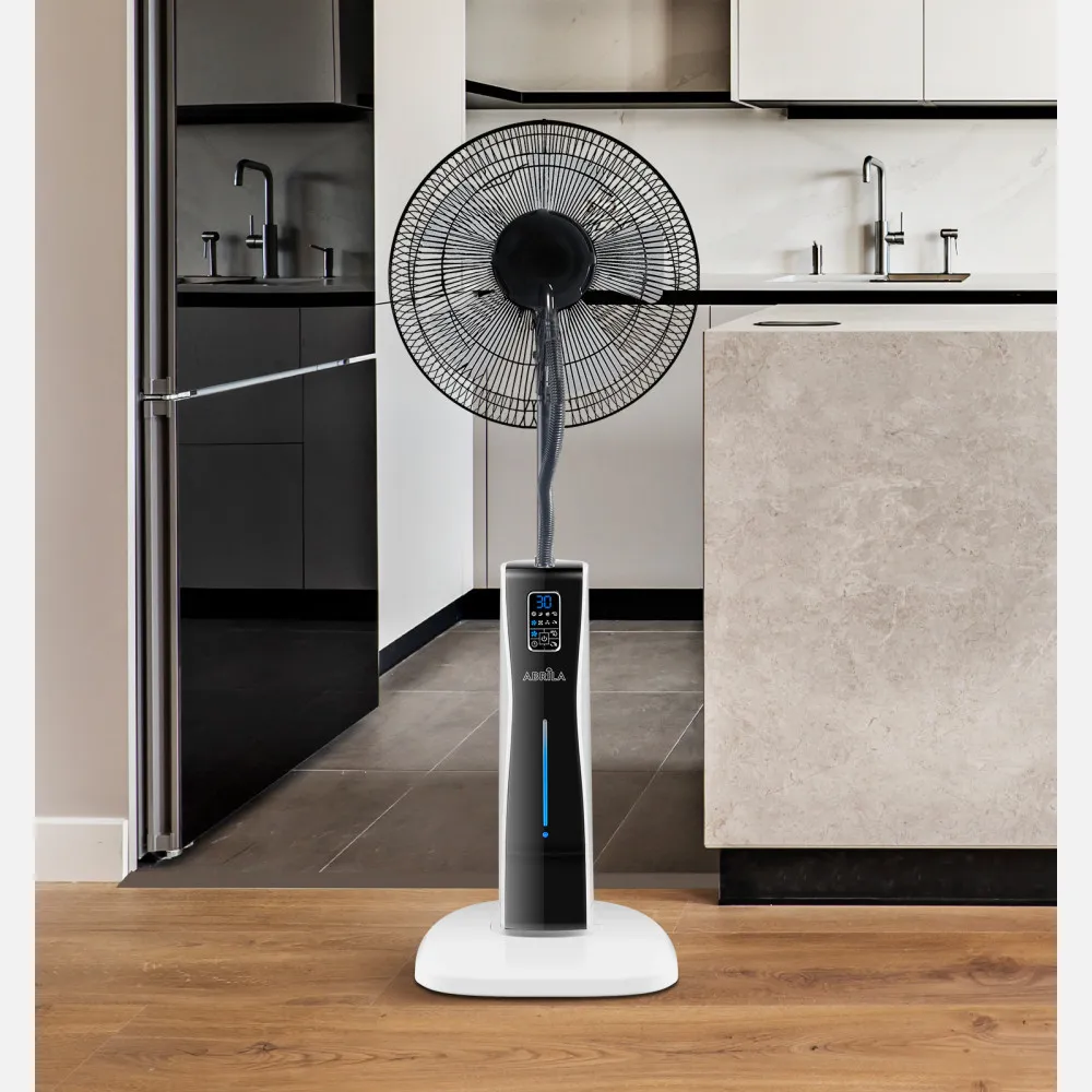 Ventilador De Pie Corvo Blan/negro 3 Vel.75w.5Asp Nebulizador 125x43x40cm Remoto Y Tempori