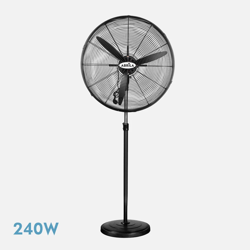 Ventilador De Pie Industrial Tormenta Negro 3 velocidades 240w 3 aspas Fijo Y Rotatorio Re