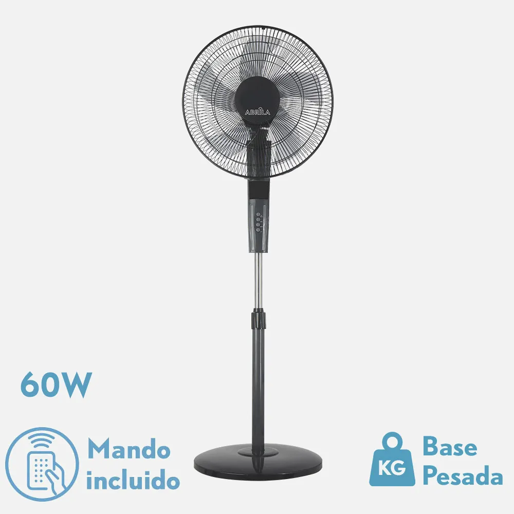 Ventilador De Pie Rayo Gris/negro 3 Vel.60w.5 Asp 43d C/ Remoto Y Temporizador 0,5h-7,5h