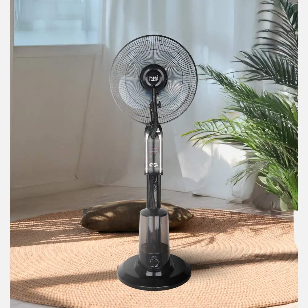 Ventilador De Pie Tromba Negro 3 Vel 80w Nebulizador Tanque De Agua 3L C/remoto Y Temporiz
