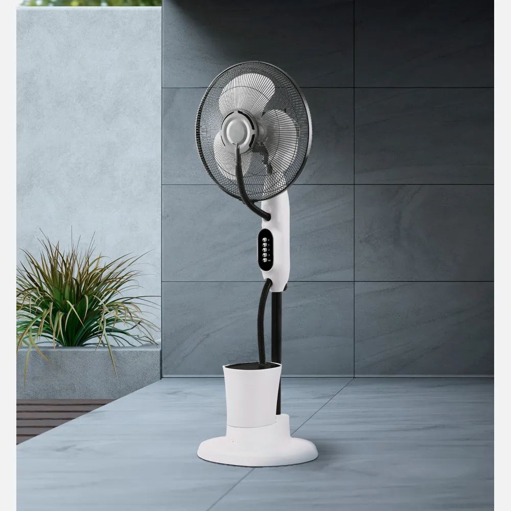 Ventilador Humidificador Pie Iceberg Blanco/negro 80w 3velocidades 3aspas Nebulizador 125x