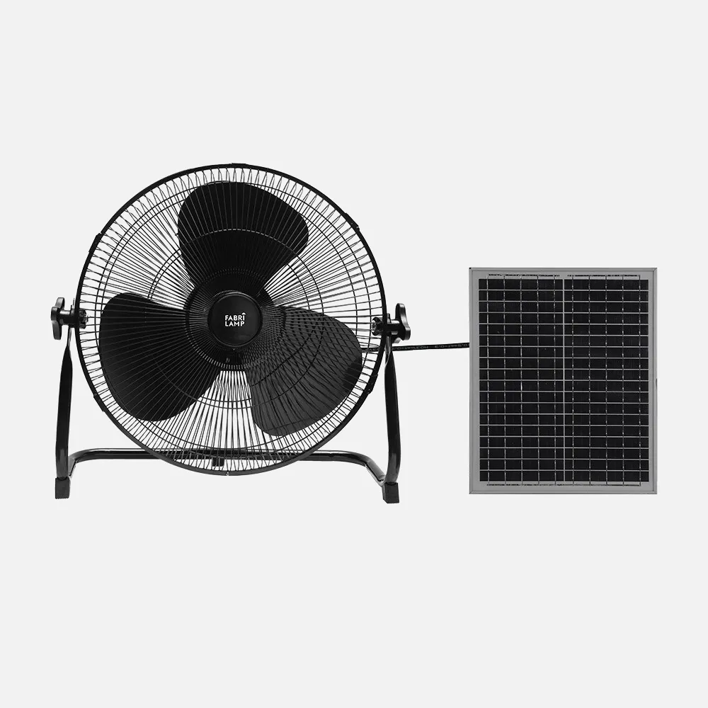 Ventilador Dc Indistrial Solar Ciclon 20w Negro 5velocidades 3asp.negras C/puerto Usb Orie
