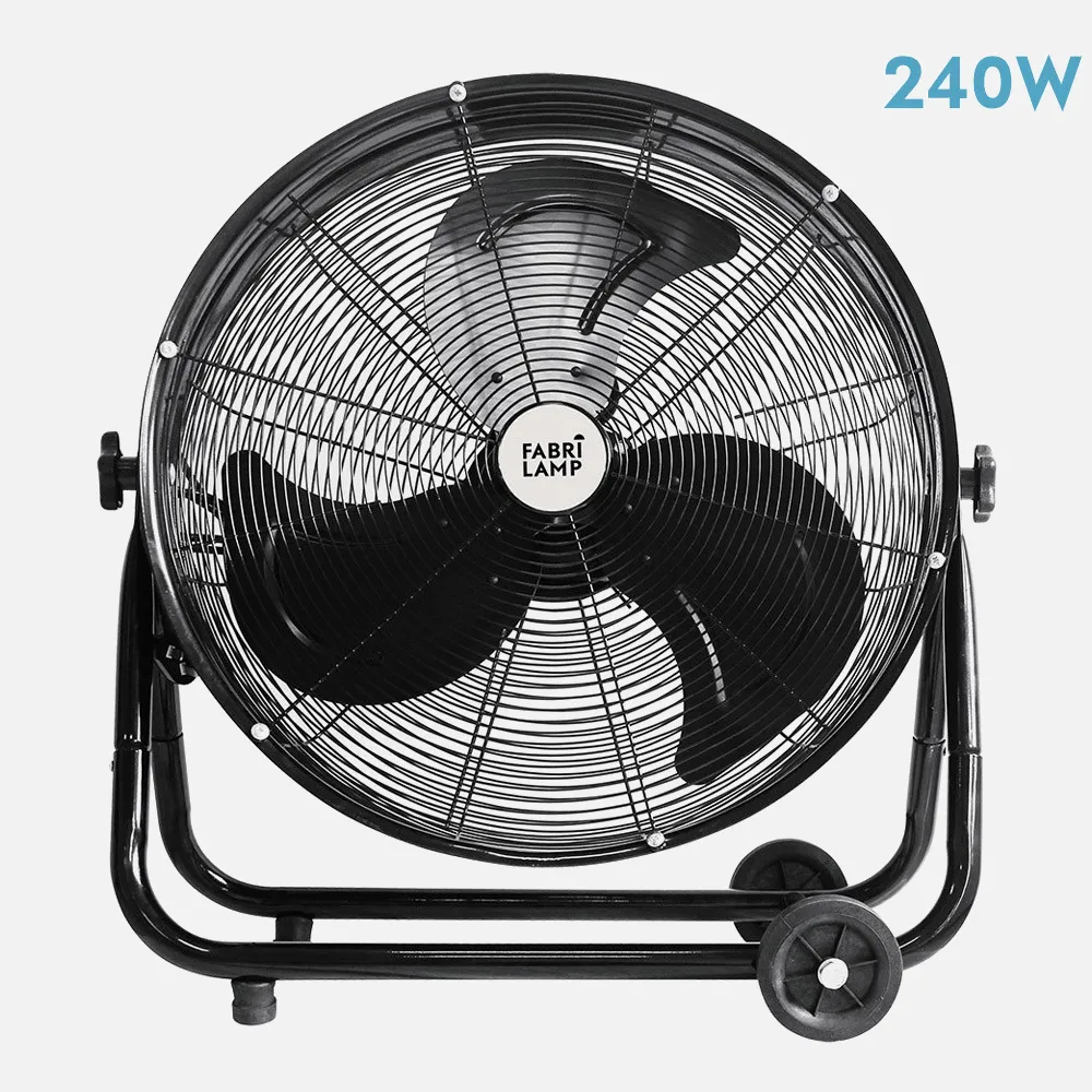 Ventilador Industrial Poniente 240w Negro 85x86x41,5 Cm 3 Velocidades Orientable Con rueda