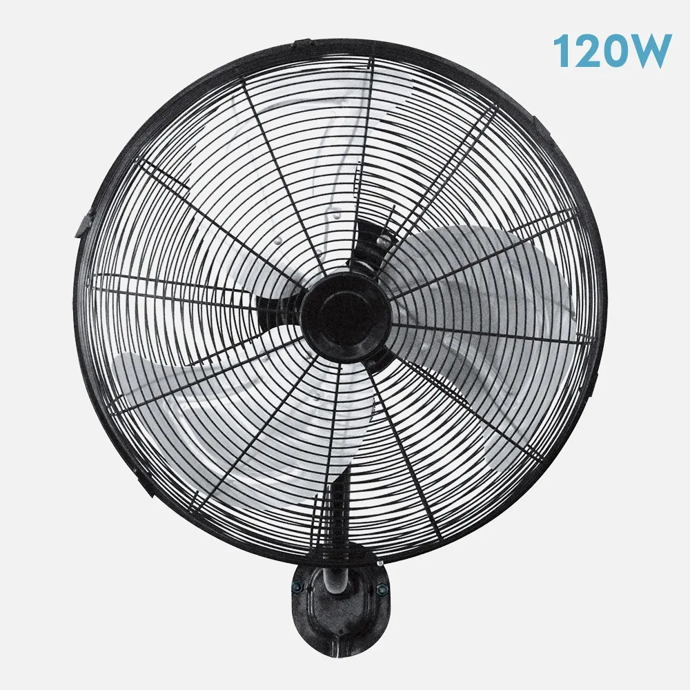 Ventilador Pared Arrecife 120w Negro plata 55d 3 Velocidades Orientable Y Oscilante