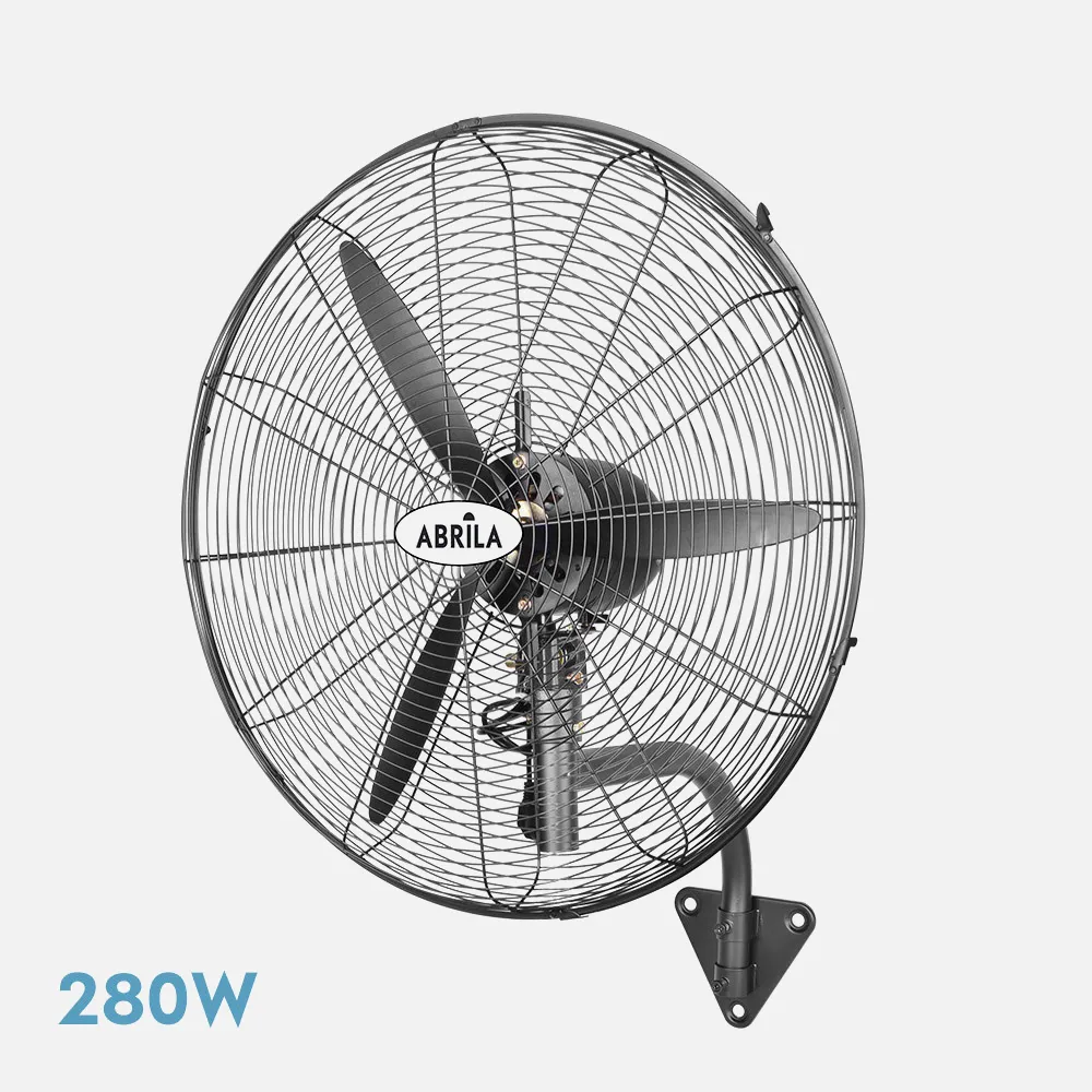 Ventilador Pared Industrial borrasca Negro 3 velocidades 280w 3 Aspas Fijo Y Rotatorio 90x