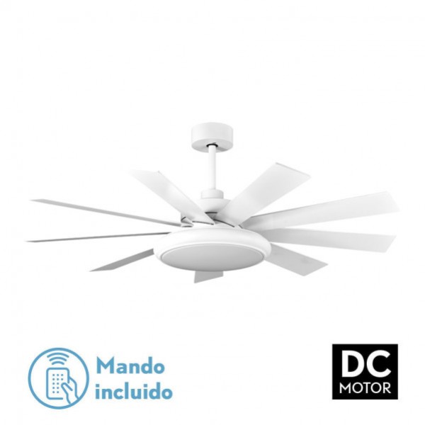 Ventilador Dc Pireo 36w Blanco 9 Aspas Blanca/haya 6 Vel 3000k, 4500k, 6000k 3800lm 132d C