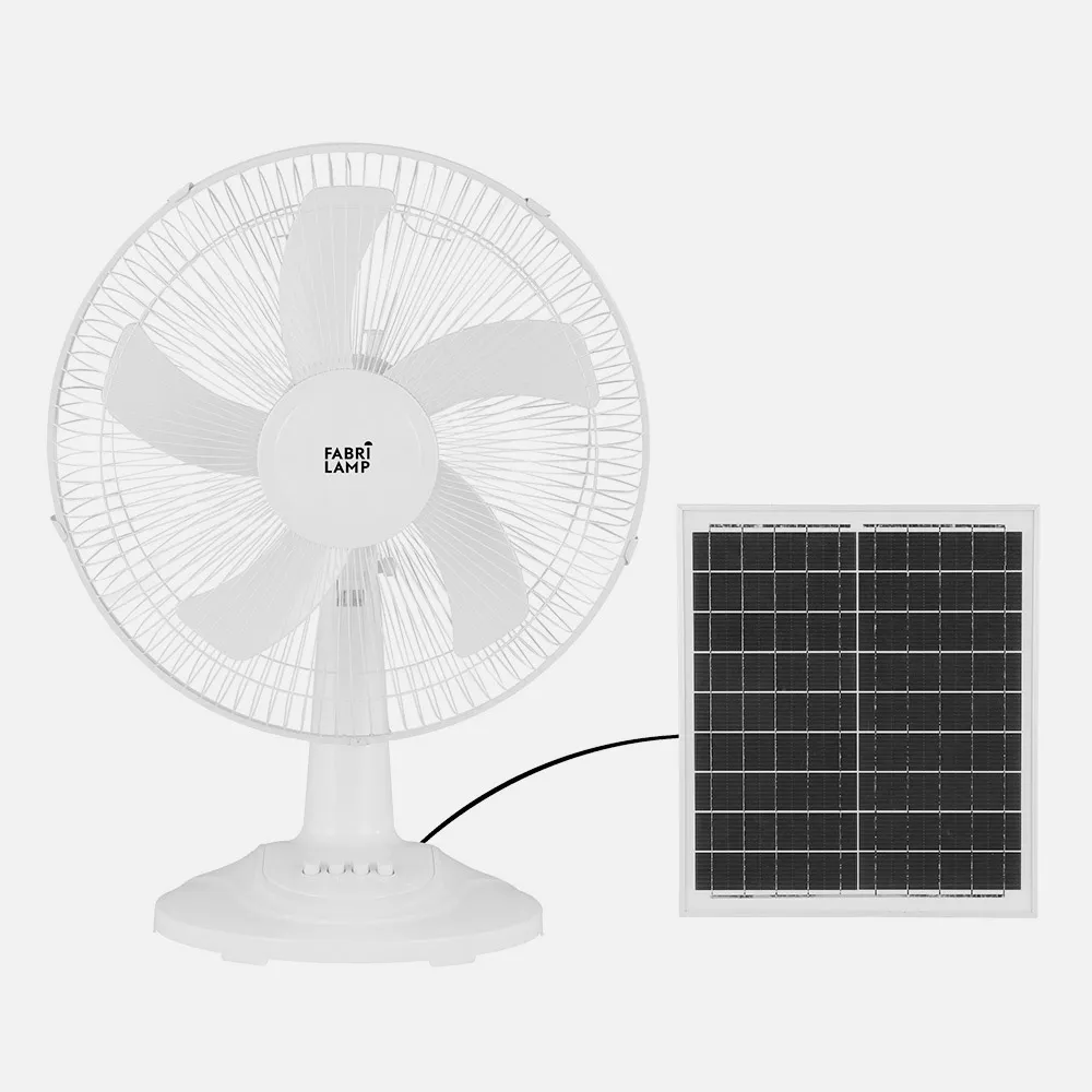 Ventilador DC Sobremesa Solar Abanico Blanco 20w 3velocidades 5 Asp.blancas 63x43x30,5cm 4
