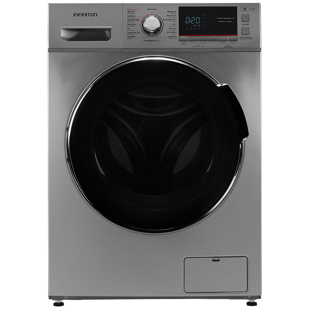 Lavadora carga Frontal Infiniton WM-1DG2 12kg 1400rpm Dark inox Vapor Care